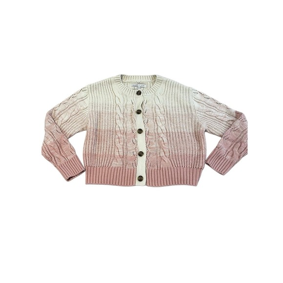 Women's Cardigan Sweater Knitted Sweater Ombré Pink Size M - Picture 2 of 5